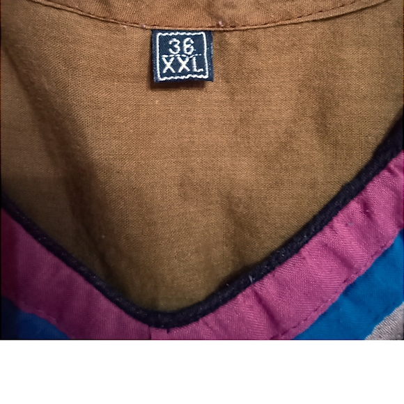 100% Cotton Embroidered Brown Multi Indian Style Tunic | XXL SEE MEASUREMENTS - Picture 4 of 8